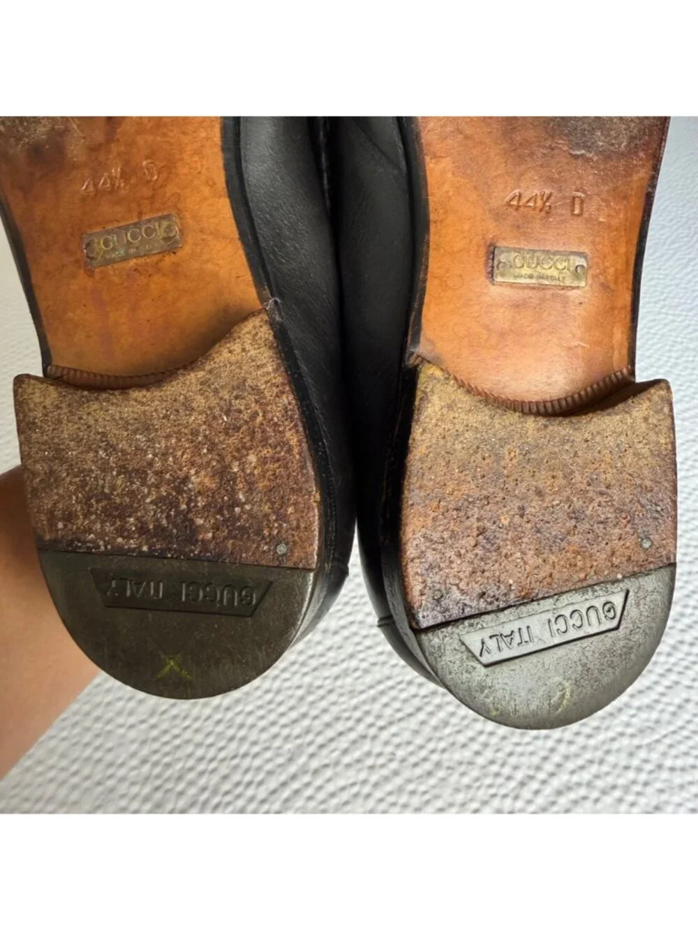 Gucci 1953 Horsebit Loafers Black Leather Mens Shoes Size 44.5 E 11.5 Made In It